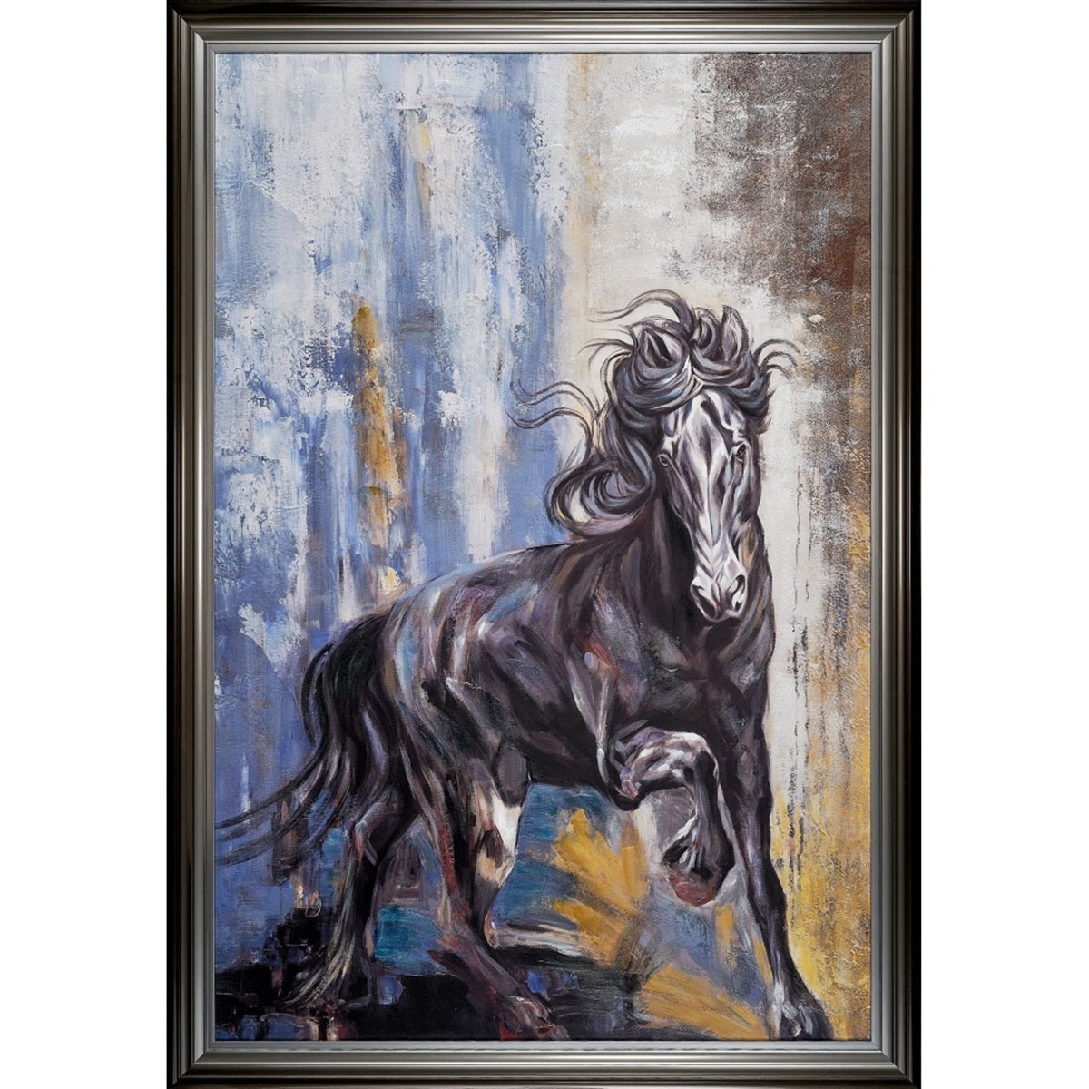 Tableau cadre en bois  BLACK STALLION